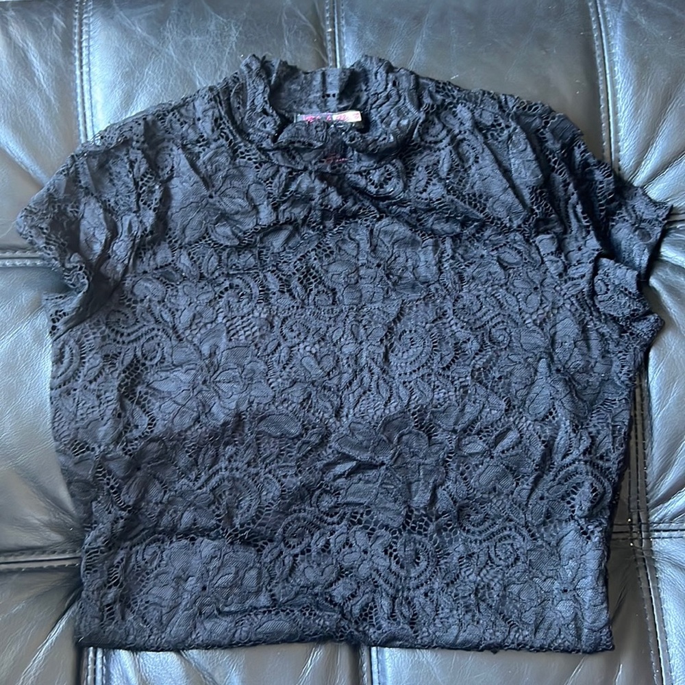 womens black floral lace bodysuit size L